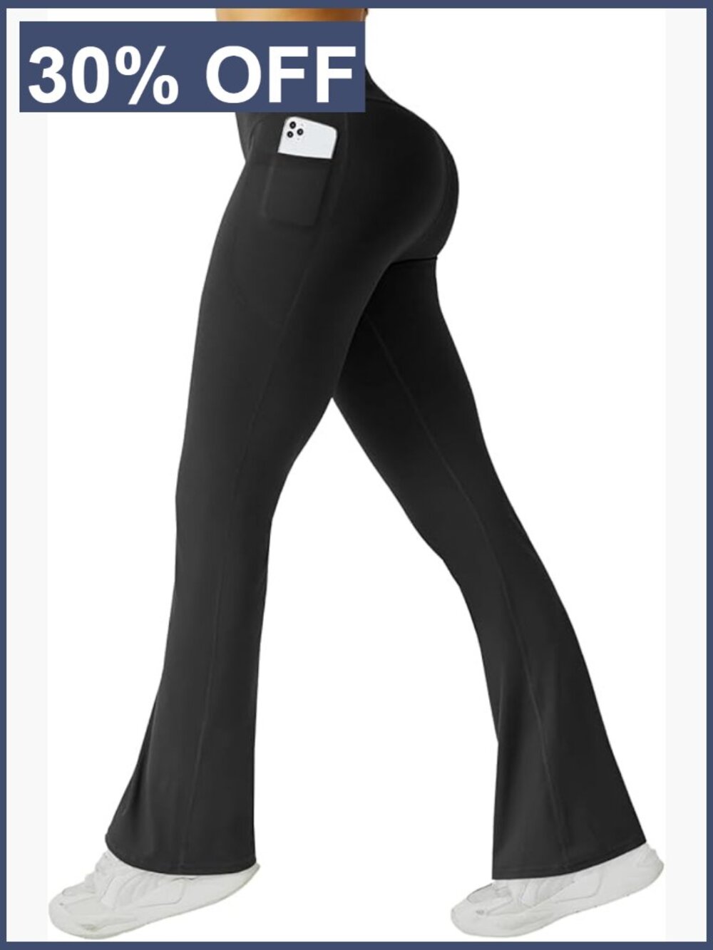 High Waist Flared Leggings with Pockets Tummy Control Yoga Workout Pants